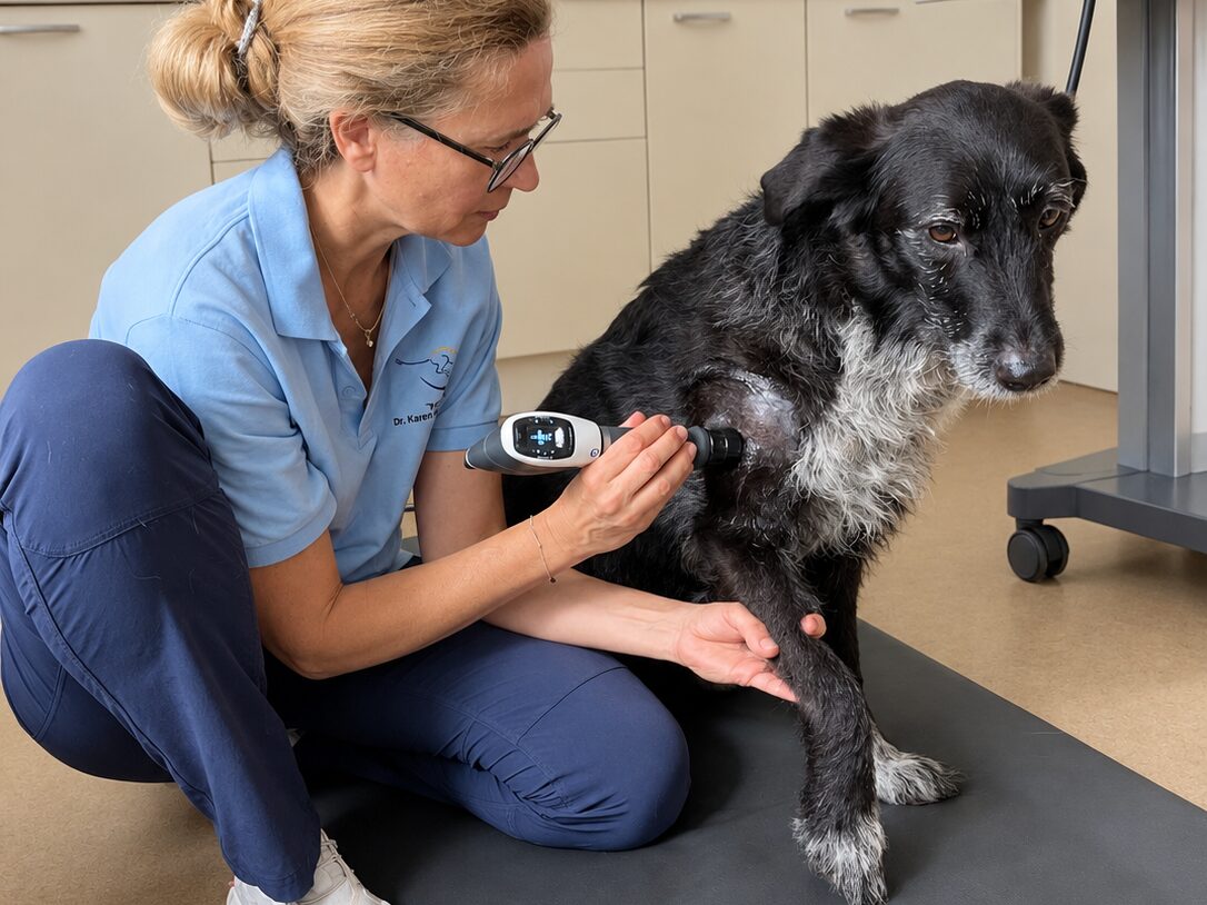 Shockwave treatment of a dog’s shoulder